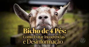 Imagem de um cabrito com a legenda 'Bicho de 4 Pés: Como Evitar Incoerências e Desinformação' - post sobre calçar o bicho de 4 pés no Candomblé, tradição espiritual e conhecimento ancestral.